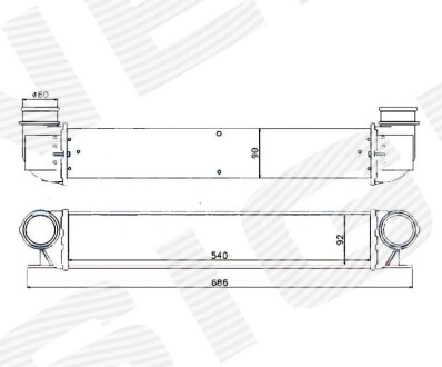 Інтеркулер BMW 5 (E39), 01.96 - 08.00 - (17512247359, 2247359) Signeda RI96726