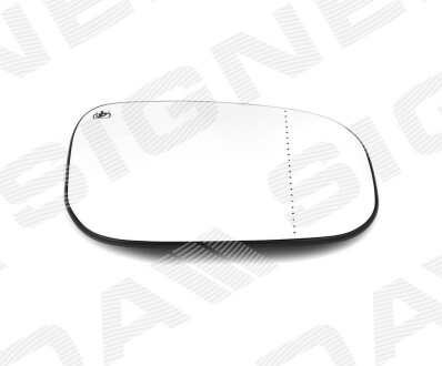 СТЕКЛО ЗЕРКАЛА С ПОДСТАВКОЙ - (справа) VOLVO C70, 07 - 09, VOLVO S40/V50, - 09, VOLVO S60, 06 -, VOLVO S80, - 09, с обогревом, стекло хром, - (5G1857507AK9B9) Signeda SVVM1017ER (фото 1)