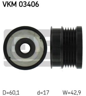 Шків генератора - ((09195337, 1204376, 93170214, 1204412, 9195337)) SKF VKM03406