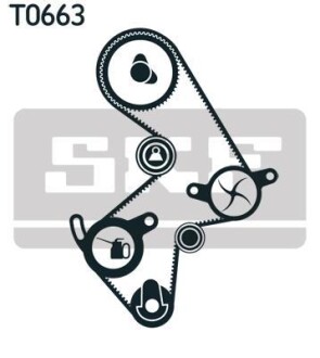 Комплект ГРМ, пас+ролик+помпа - SKF VKMC91003