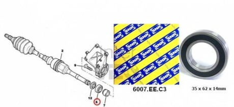 Подшипник (35x62x14) - (324706, 116081245401) SNR NTN 6007EE