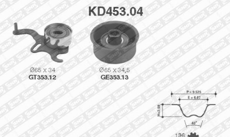 Комплект ремня ГРМ - (636735, 97010530) SNR NTN KD453.04