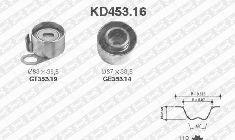 Комплект ремня ГРМ - (93192778, 636578, 94380679) SNR NTN KD453.16
