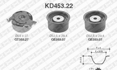 Комплект ремня ГРМ - (93174267, 95507813) SNR NTN KD453.22