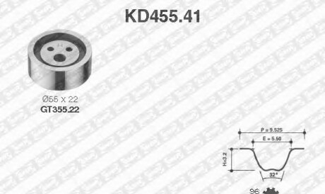 Комплект ремня ГРМ - (119A08413R, 130C17480R, 210100753R) SNR NTN KD455.41