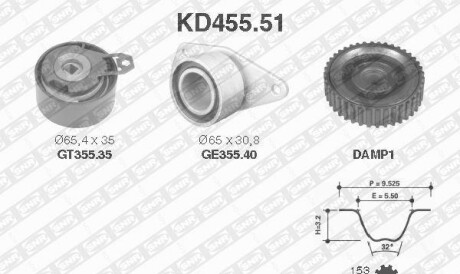 Комплект ремня ГРМ - (8200125710, 8200043325, 8200548227) SNR NTN KD455.51