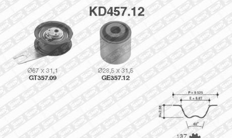 Комплект ремня ГРМ - (028198119B, 1L0198002) SNR NTN KD457.12