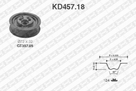 Комплект ременя ГРМ AUDI (Ви-во NTN-SNR) - SNR NTN KD457.18