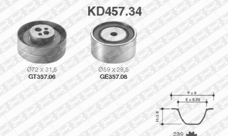 Комплект ремня ГРМ - (054109479A, 078109244, 078109244C) SNR NTN KD457.34