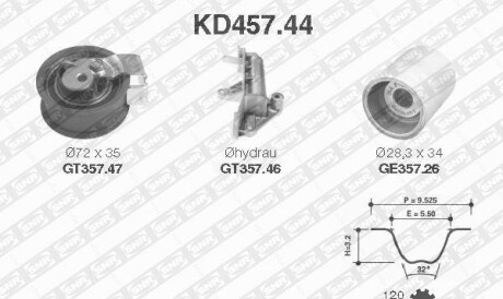 Комплект ремня ГРМ - (045109479C, 1100566, XM216B260AA) SNR NTN KD457.44