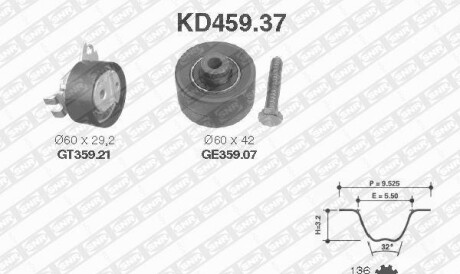 Комплект ремня ГРМ - (083156, 083157, 083167) SNR NTN KD459.37