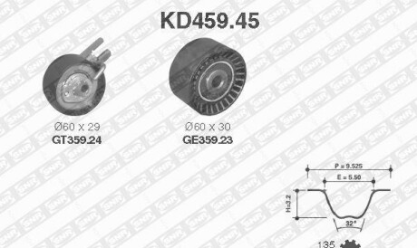 Комплект ремня ГРМ - SNR NTN KD459.45