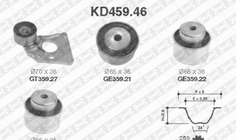 Ремонтний комплект для заміни паса газорозподільчого механізму - SNR NTN KD459.46