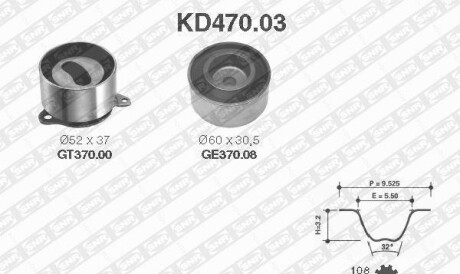 Комплект ремня ГРМ - (fe1h12730a, 0k97312730, 0k97212730) SNR NTN KD470.03