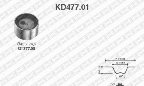 Комплект ремня ГРМ - (14400P000041, 1140760B10, 1276160B01) SNR NTN KD477.01