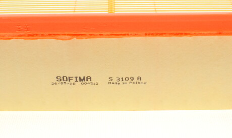 Фото 3 - Повітряний фільтр SOFIMA S 3109 A (S3109A)