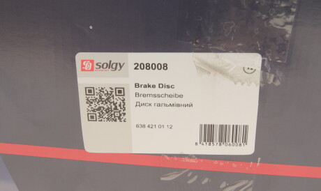 Фото 2 - Гальмівний диск Solgy 208008
