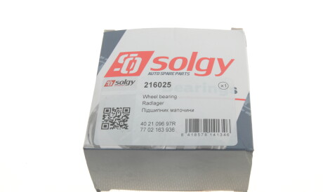 Фото 2 - Підшипник маточини Solgy 216025