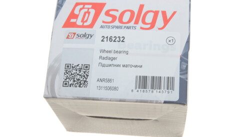 Фото 2 - Підшипник маточини Solgy 216232