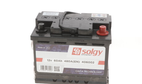 Акумуляторна батарея 60Ah/480A (242x175x190/+R) - (5600KH, 5600TJ, 5600JY) Solgy 406002