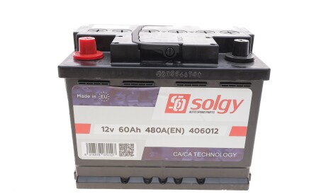 Акумуляторна батарея 60Ah/480A (242x175x190/+L) - Solgy 406012