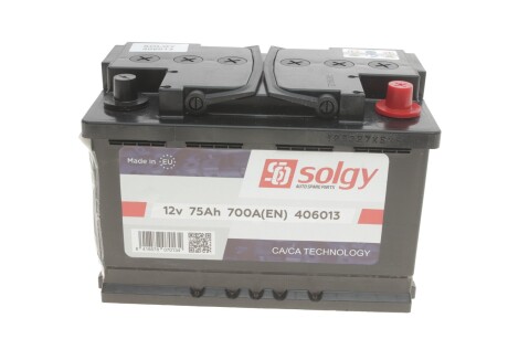 Акумуляторна батарея 75Ah/700A (278x175x190/+R) - (rombat, fb475, cc1t10655bb) Solgy 406013