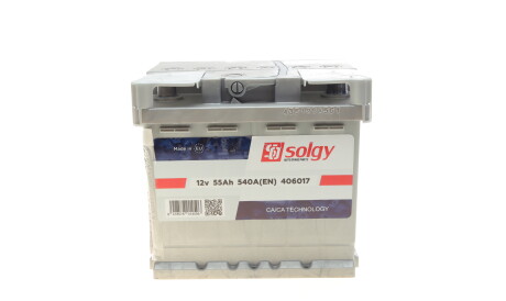 Акумуляторна батарея 55Ah/540A (207x175x190/+R) - (7711238596, 7N0915105) Solgy 406017