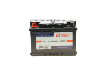 Акумуляторна батарея 75Ah/700A (278x175x190/+L) - Solgy 406026
