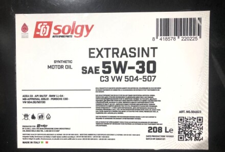Фото 2 - Моторное масло Solgy 504023
