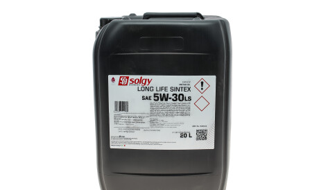 Олива 5W30 LONG LIFE SINTEX LS (20L) (MAN M3477/MB 235.28/Volvo VDS-4/VDS-3/RENAULT RLD-3/RLD-4) - Solgy 504046