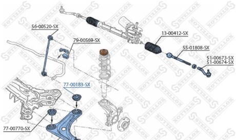 77-00183-SX_сайлентблок рычага зад.! \ Citroen C2 JM# 1.1-1.6/1.4-1.6HDi/1.6VTS 03> - STELLOX 7700183SX