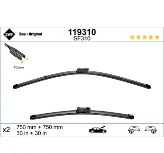 Щітка склоочисника безкаркасна передн із спойлером (2шт) Visioflex 750мм CUPRA BORN VW ID.3 11.19- - SWF 119310