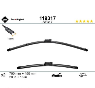 Щітка склоочисника безкаркасна передн із спойлером (2шт) 700/450мм AUDI Q4 E-TRON CUPRA TAVASCAN SKODA ELROQ, ENYAQ IV VW ID.4, ID.5 05.20- - ((89A998002, 5LA998001, 11B998002)) SWF 119317