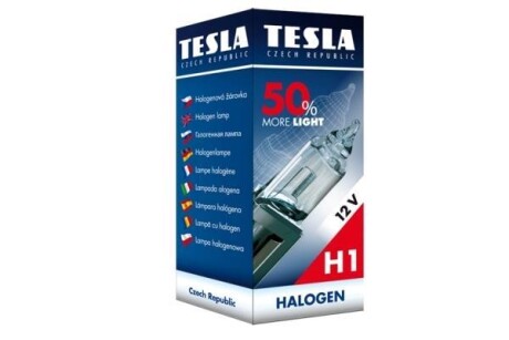 Лампа галогенная H1 12V 55W P14,5s +50% Premium - TESLA B30101