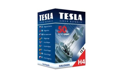 Лампа галогенная H4 12V 60/55W P43t +50% Premium - TESLA B30401