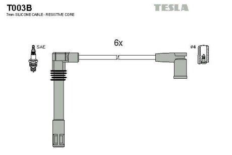 Провода высоковольтные (к-кт) AUDI A6 (C5) 2.4, 2.8i BLATNA - TESLA T003B
