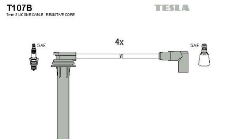 Провода В/В Chrysler Neon 1.8/2.0 i 16V 05.94- Voyager 2.0/2.4i 01.95- - (05083893AC, 5083893AC, 04883233) TESLA T107B