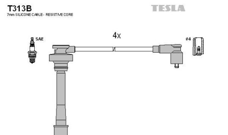 К-кт високовольтних проводів Chery Tiggo 2.4 05-08 - TESLA T313B