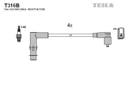 Комплект проводів високої напруги - TESLA T316B