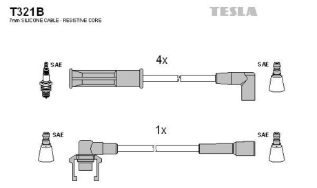 Комплект проводов зажигания - TESLA T321B