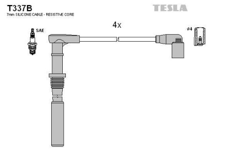 Комплект проводів високої напруги - TESLA T337B