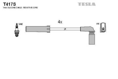 Комплект проводів високої напруги - TESLA T417S