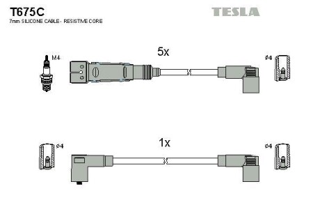 Комплект проводов зажигания - TESLA T675C