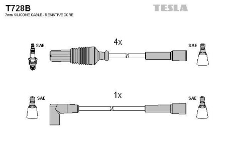 Комплект проводів високої напруги - (5967C8, 5967K6, 5967N9) TESLA T728B