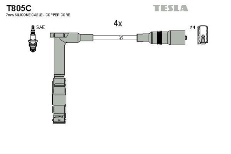 Комплект проводів високої напруги - TESLA T805C