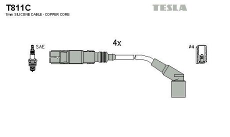 Комплект високовольтних дротів запалювання (Bmw) - TESLA T811C
