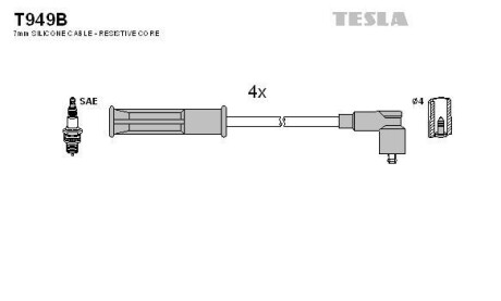 К-кт проводiв Dacia Logan 1.4/1.6 - TESLA T949B