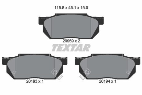 Комплект тормозных колодок, дисковый тормоз - (45022SA5000, 45022SA5010, 45022SA5020) TEXTAR 2095902