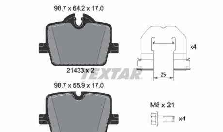 Комплект гальмівних колодок - (34206888831, 34206888832, 04466WAA01) TEXTAR 2143301