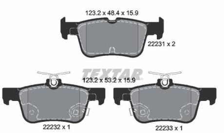 Комплект тормозных колодок - (dg9c2m007ja, 5341209, dg9c2m007bb) TEXTAR 2223101